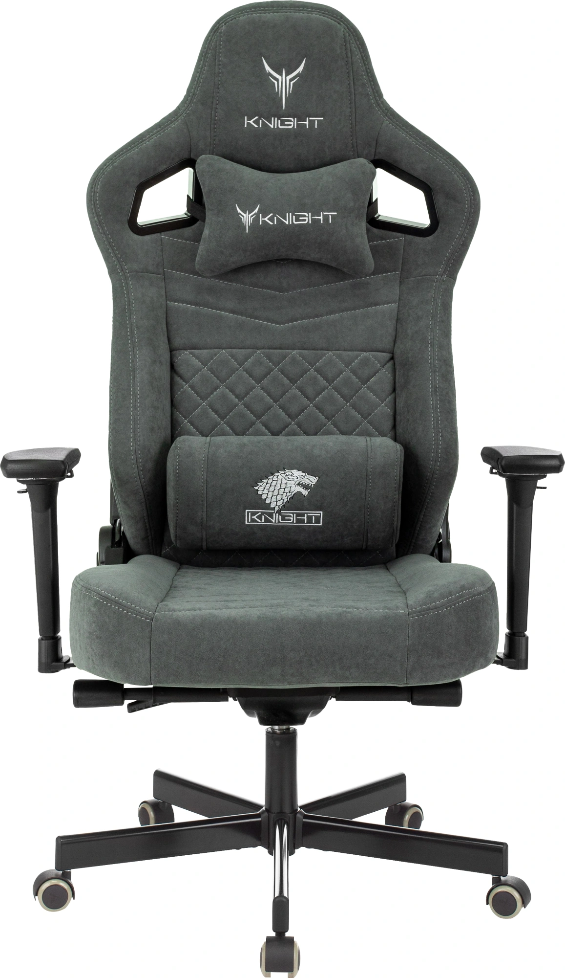 Кресло игровое Knight Hunter, обивка: искусственная замша, цвет: серый (KNIGHT HUNTER ALFA44) от магазина Buro.store