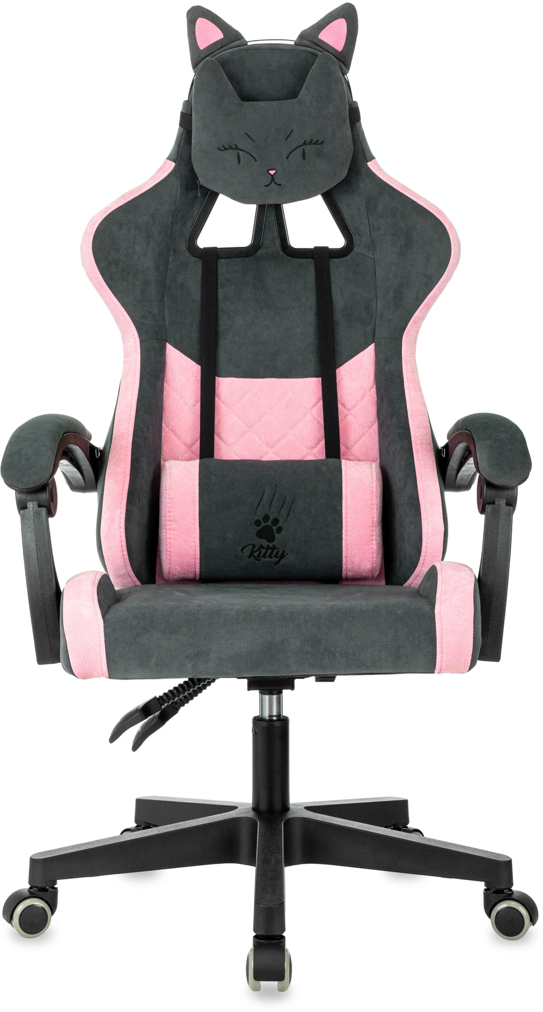 Кресло игровое Knight Kitty, обивка: ткань, цвет: серый/розовый (KNIGHT KITTY) от магазина Buro.store