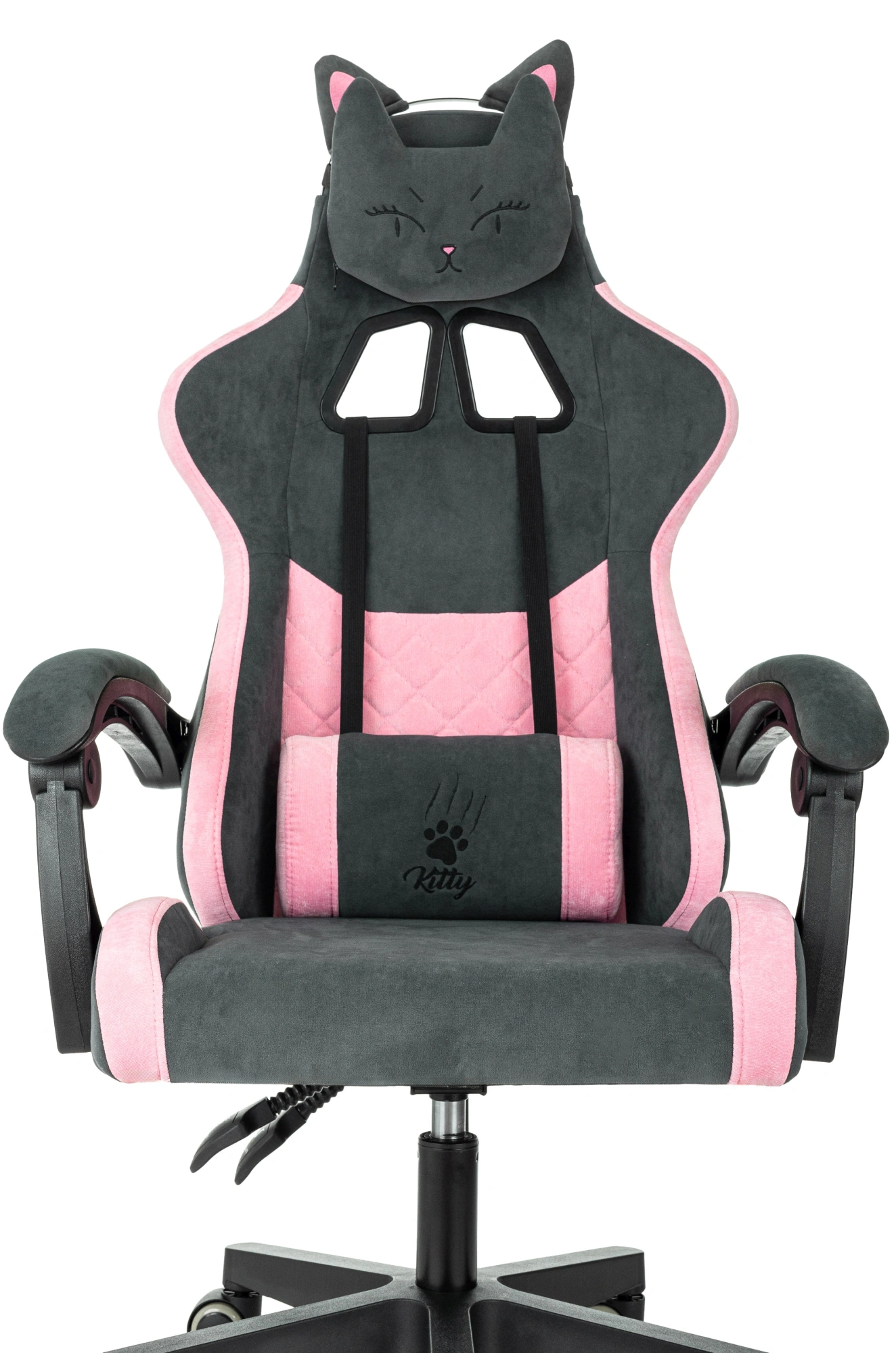 Кресло игровое Knight Kitty, обивка: ткань, цвет: серый/розовый (KNIGHT KITTY) от магазина Buro.store