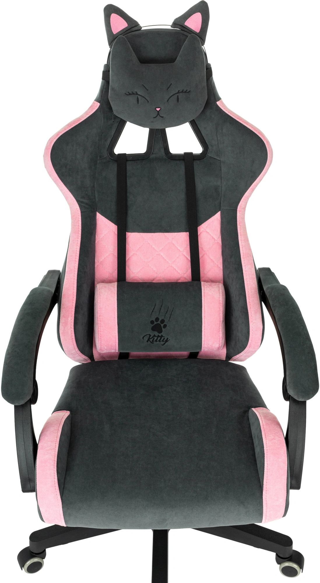Кресло игровое Knight Kitty, обивка: ткань, цвет: серый/розовый (KNIGHT KITTY) от магазина Buro.store