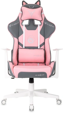 Кресло игровое Knight Catzy, обивка: экокожа, цвет: серый/розовый (KNIGHT CATZY)