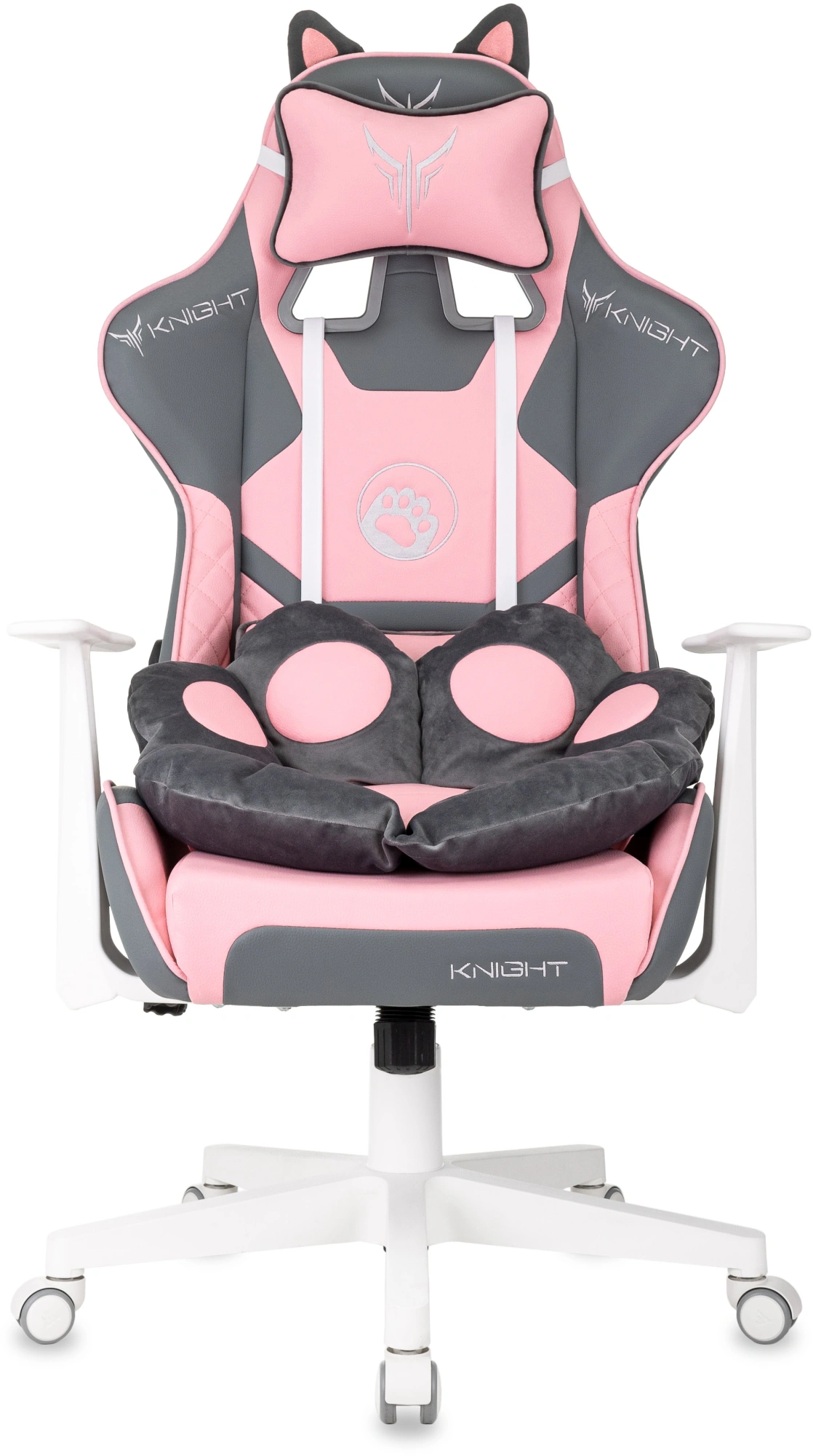 Кресло игровое Knight Catzy, обивка: экокожа, цвет: серый/розовый (KNIGHT CATZY) от магазина Buro.store