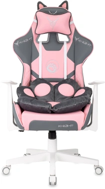 Кресло игровое Knight Catzy, обивка: экокожа, цвет: серый/розовый (KNIGHT CATZY)