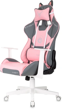 Кресло игровое Knight Catzy, обивка: экокожа, цвет: серый/розовый (KNIGHT CATZY)