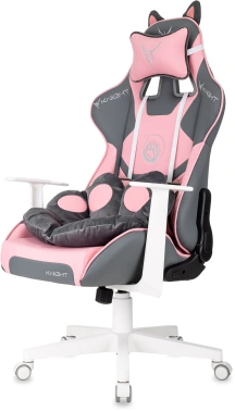 Кресло игровое Knight Catzy, обивка: экокожа, цвет: серый/розовый (KNIGHT CATZY)