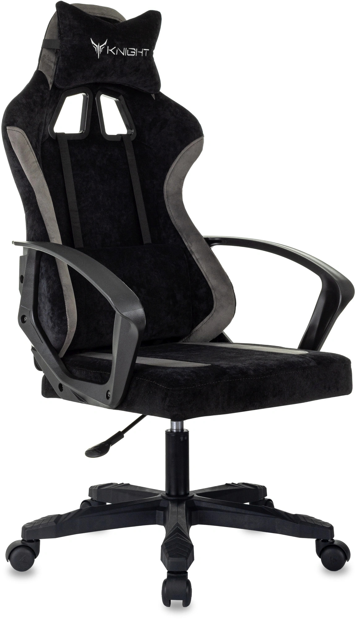 Кресло игровое Knight Optimum, обивка: ткань, цвет: черный/серый (KNIGHT OPTIMUM B) от магазина Buro.store