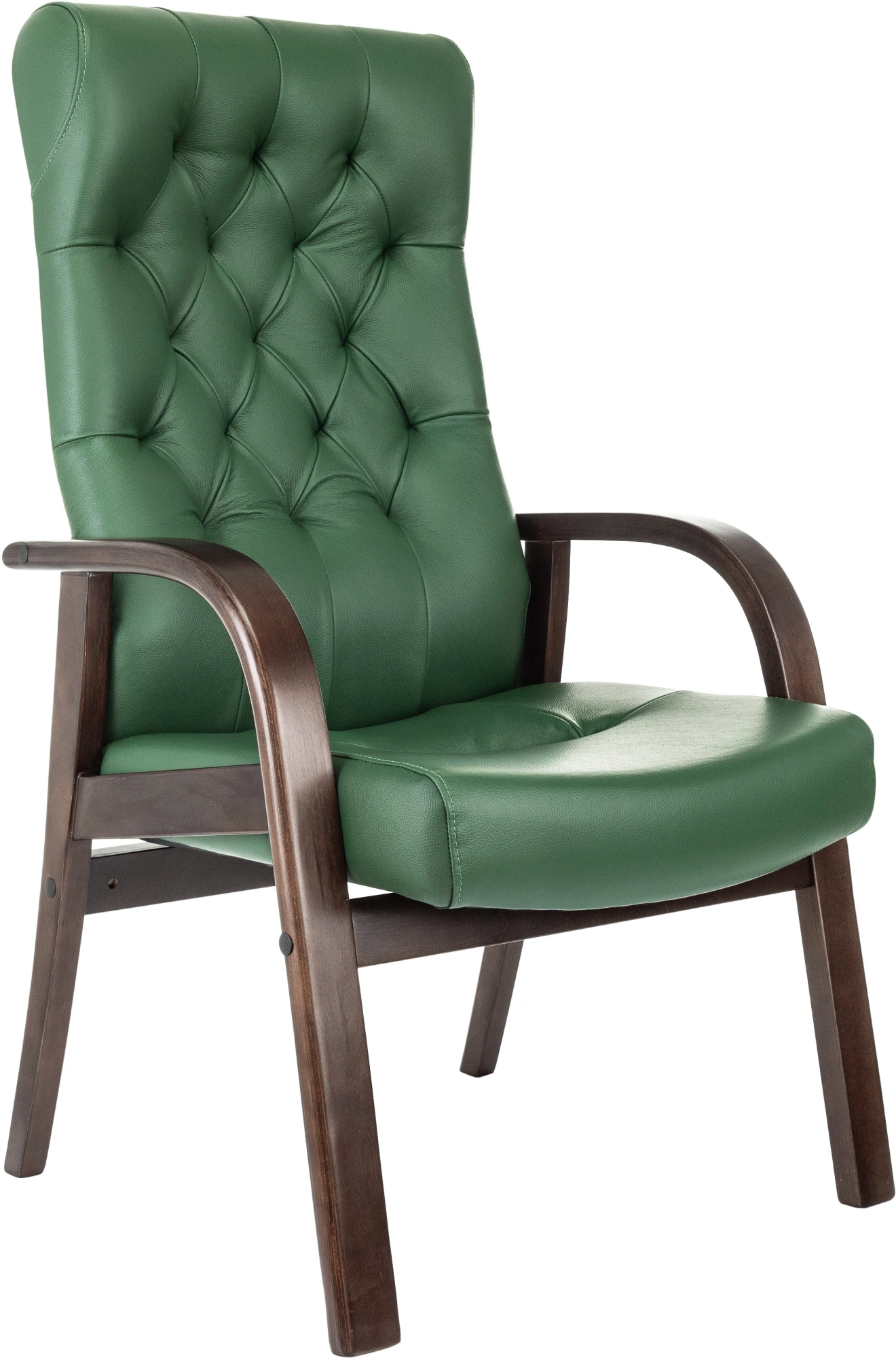 Кресло Бюрократ T-9928WALNUT-CF, обивка: кожа, цвет: зеленый (T-9928WALNUT-CF/GN) от магазина Buro.store