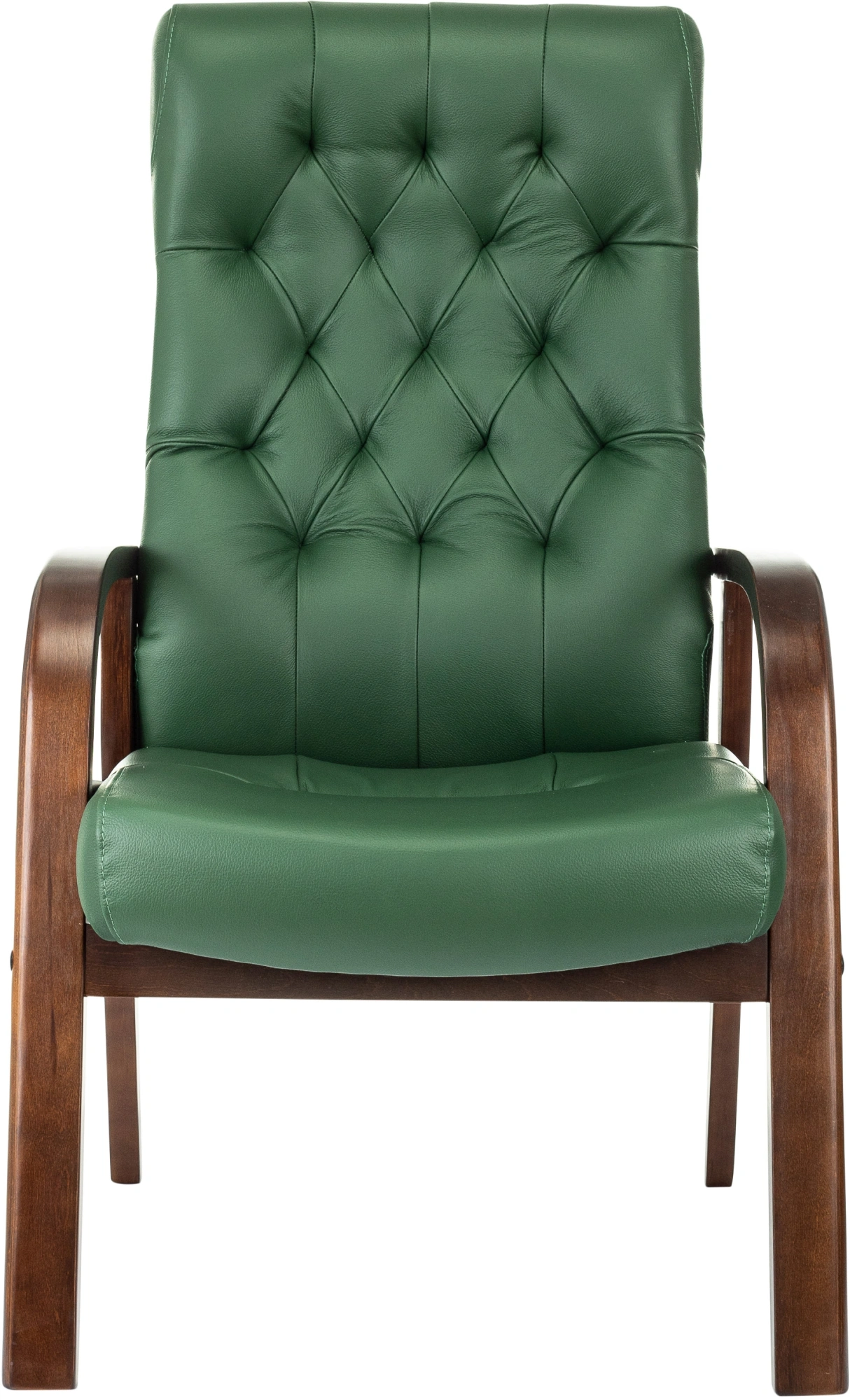 Кресло Бюрократ T-9928WALNUT-CF, обивка: кожа, цвет: зеленый (T-9928WALNUT-CF/GN) от магазина Buro.store