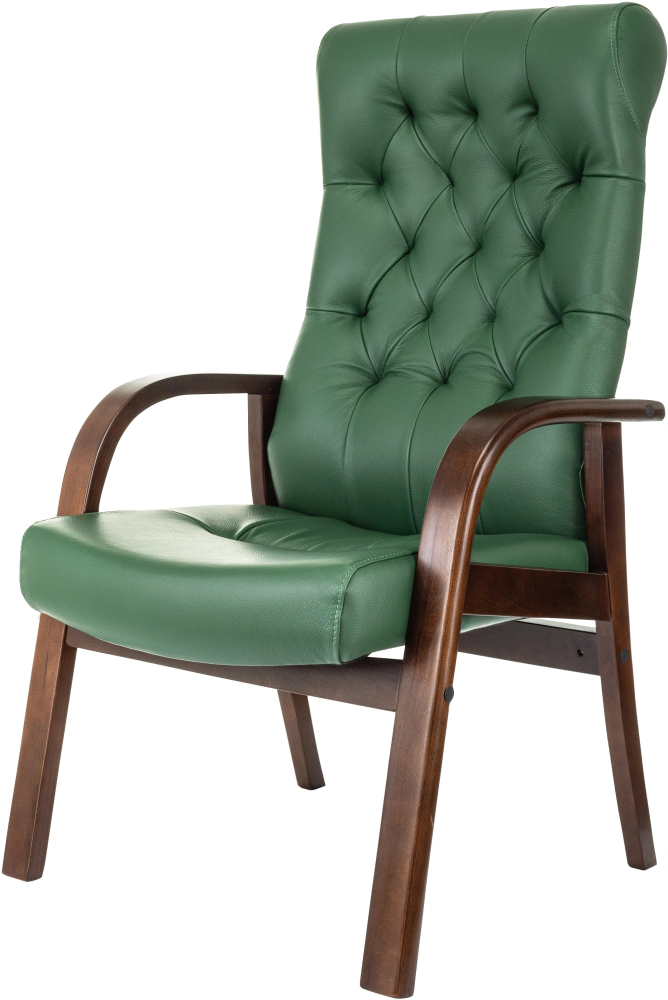 Кресло Бюрократ T-9928WALNUT-CF, обивка: кожа, цвет: зеленый (T-9928WALNUT-CF/GN) от магазина Buro.store