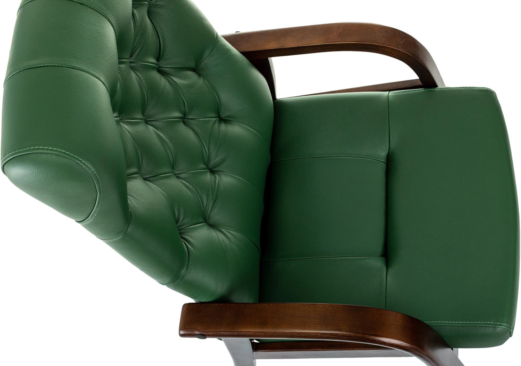 Кресло Бюрократ T-9928WALNUT-CF, обивка: кожа, цвет: зеленый (T-9928WALNUT-CF/GN) от магазина Buro.store