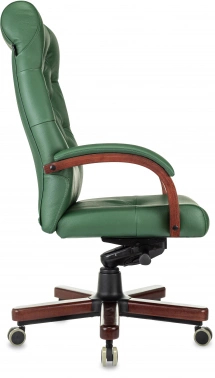 Кресло руководителя Бюрократ T-9928Walnut, обивка: кожа, цвет: зеленый (T-9928WALNUT/GREEN)