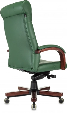 Кресло руководителя Бюрократ T-9928Walnut, обивка: кожа, цвет: зеленый (T-9928WALNUT/GREEN)