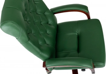 Кресло руководителя Бюрократ T-9928Walnut, обивка: кожа, цвет: зеленый (T-9928WALNUT/GREEN)