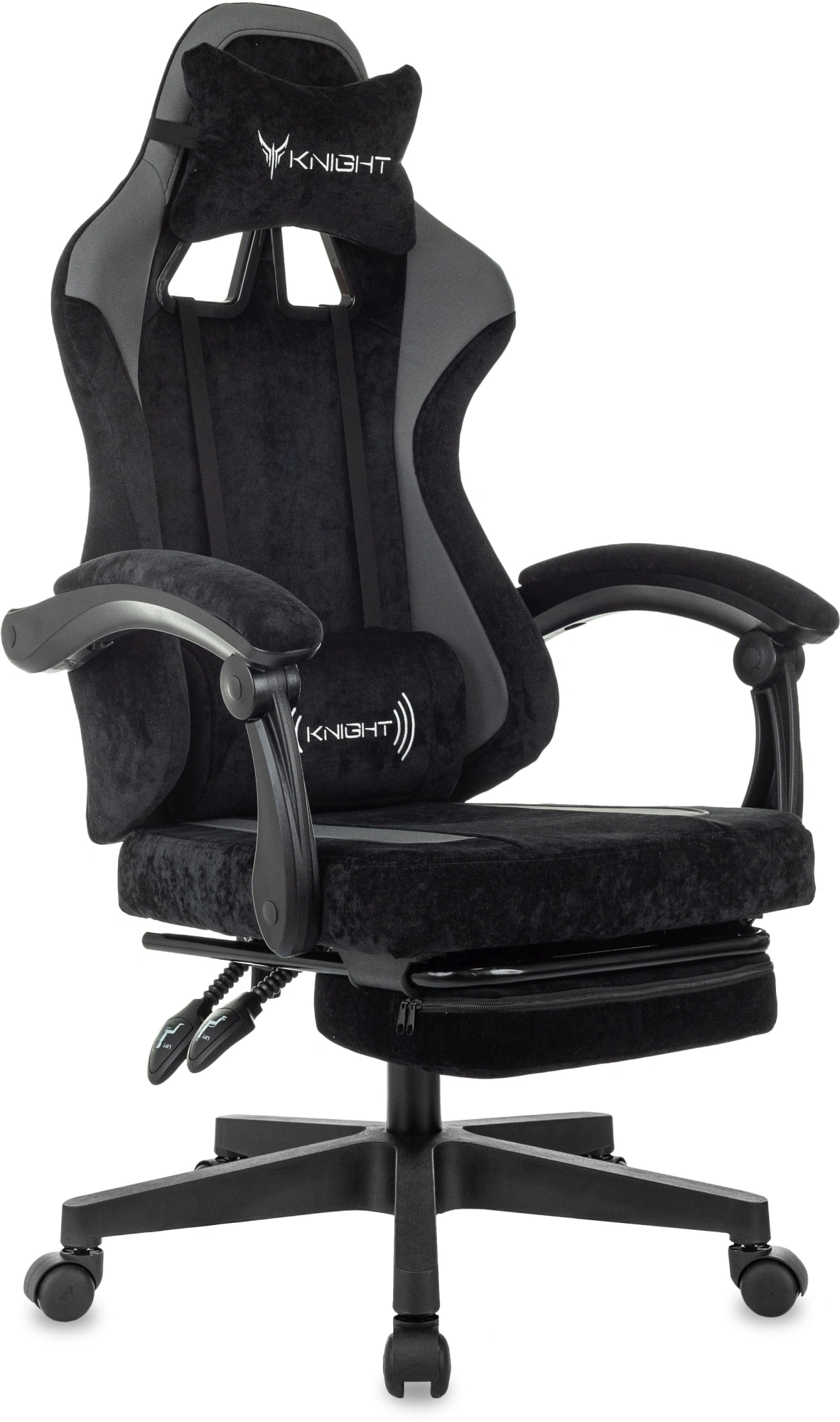 Кресло игровое Knight Custom/F, обивка: ткань, цвет: черный/серый (KNIGHT CUSTOM/F B) от магазина Buro.store