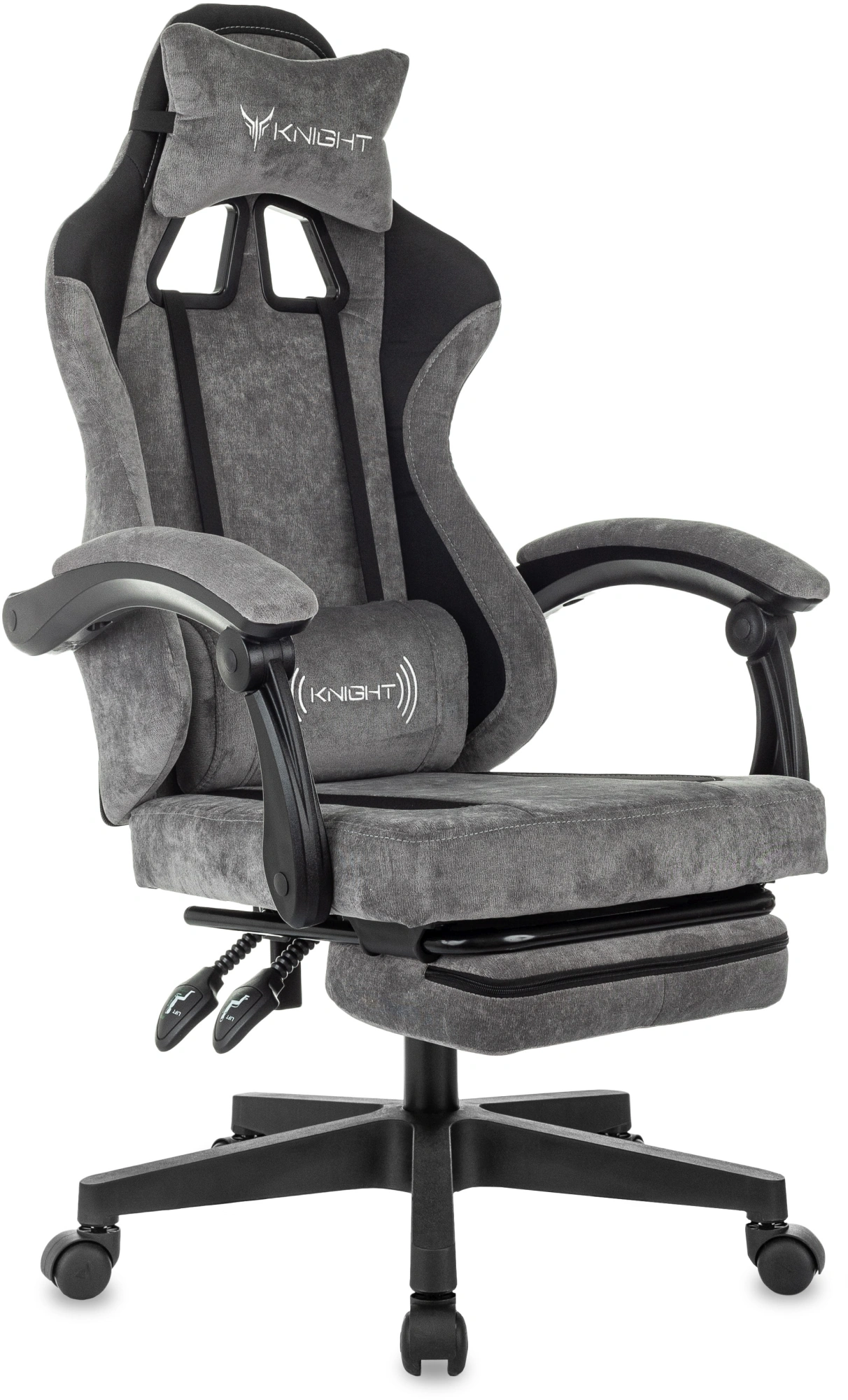Кресло игровое Knight Custom/F, обивка: ткань, цвет: серый/черный (KNIGHT CUSTOM/F GR) от магазина Buro.store