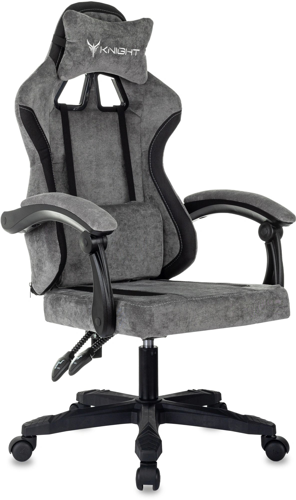 Кресло игровое Knight Wolf, обивка: ткань, цвет: серый/черный (KNIGHT WOLF GR) от магазина Buro.store