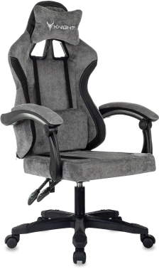 Кресло игровое Knight Wolf, обивка: ткань, цвет: серый/черный (KNIGHT WOLF GR)