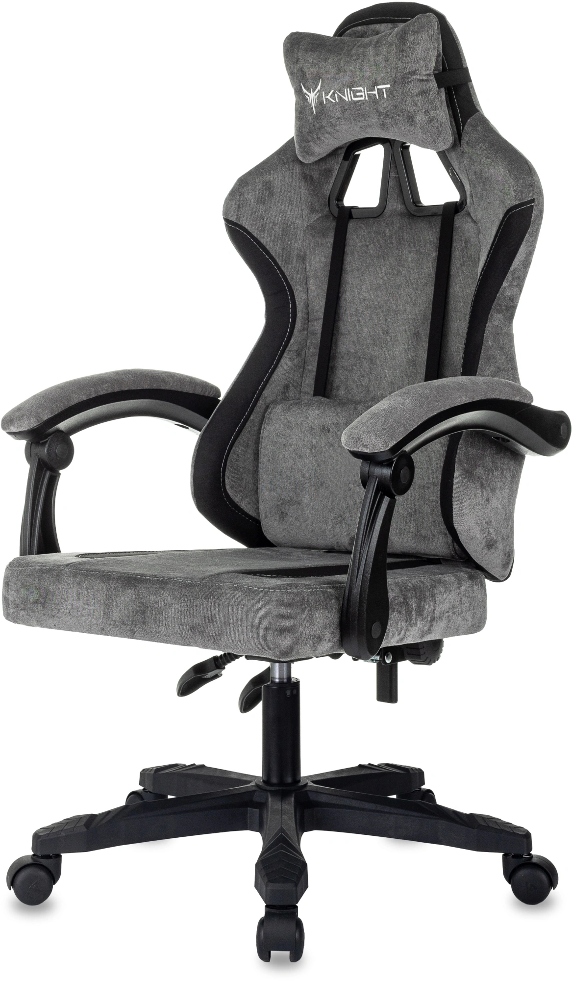 Кресло игровое Knight Wolf, обивка: ткань, цвет: серый/черный (KNIGHT WOLF GR) от магазина Buro.store