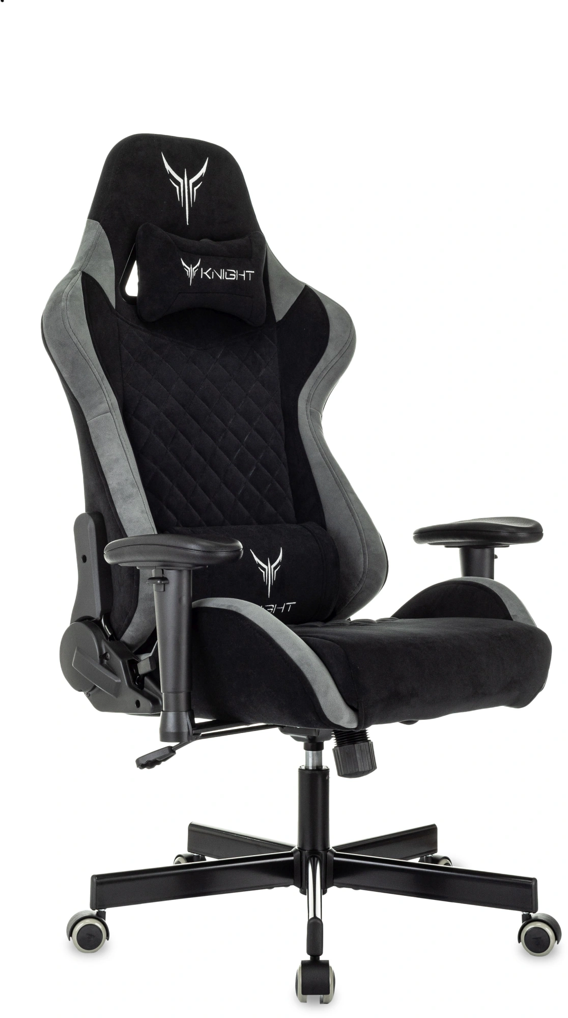 Кресло игровое Knight Regal, обивка: искусственная замша, цвет: черный/серый (KNIGHT REGAL FABR-B) от магазина Buro.store