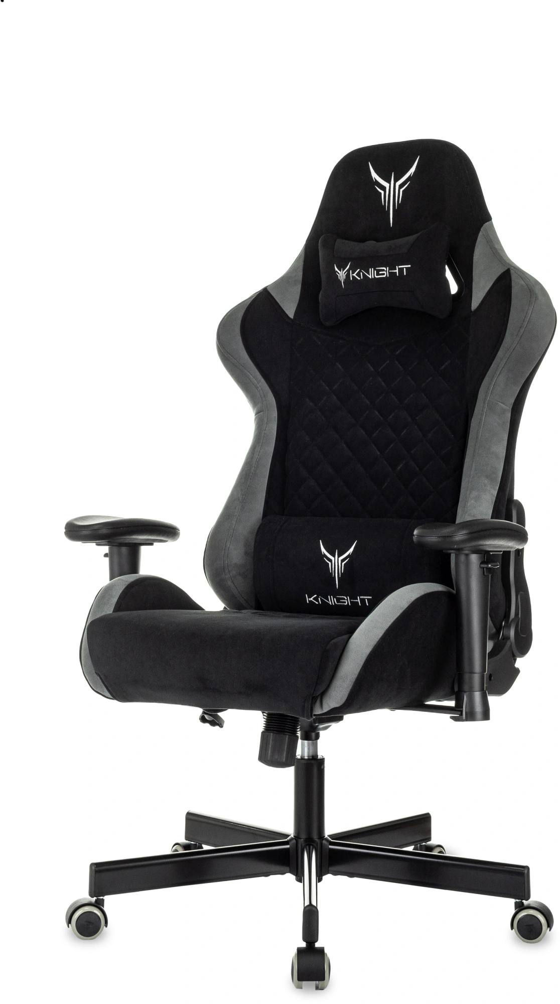 Кресло игровое Knight Regal, обивка: искусственная замша, цвет: черный/серый (KNIGHT REGAL FABR-B) от магазина Buro.store