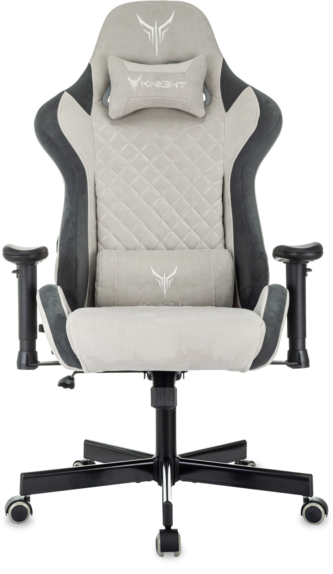 Кресло игровое Knight Regal, обивка: искусственная замша, цвет: светло-серый/серый (KNIGHT REGAL FABR-LG) от магазина Buro.store