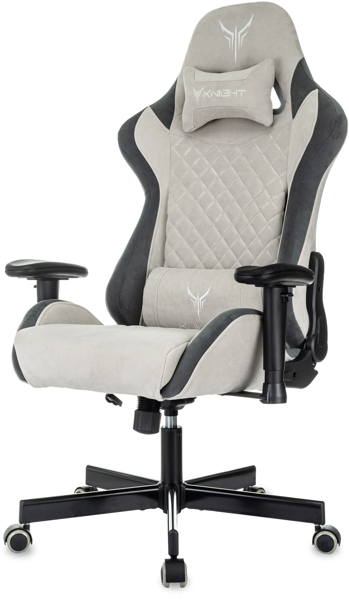 Кресло игровое Knight Regal, обивка: искусственная замша, цвет: светло-серый/серый (KNIGHT REGAL FABR-LG) от магазина Buro.store