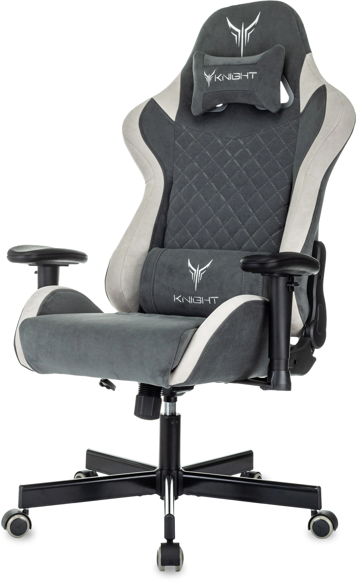 Кресло игровое Knight Regal, обивка: искусственная замша, цвет: серый/светло-серый (KNIGHT REGAL FABR-GR) от магазина Buro.store
