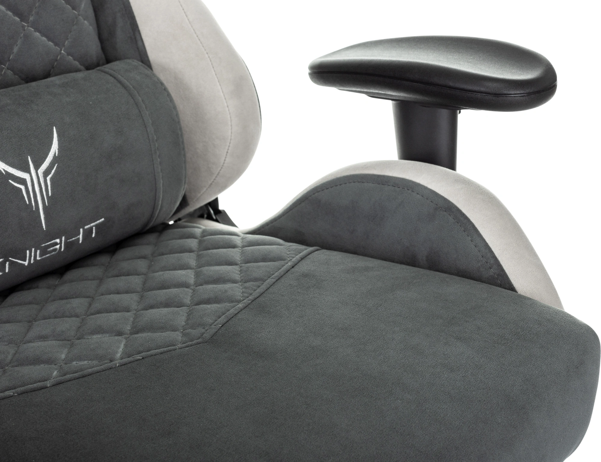 Кресло игровое Knight Regal, обивка: искусственная замша, цвет: серый/светло-серый (KNIGHT REGAL FABR-GR) от магазина Buro.store