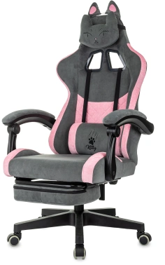 Кресло игровое Knight Kitty/F, обивка: ткань, цвет: серый/розовый (KNIGHT KITTY/F GREY)