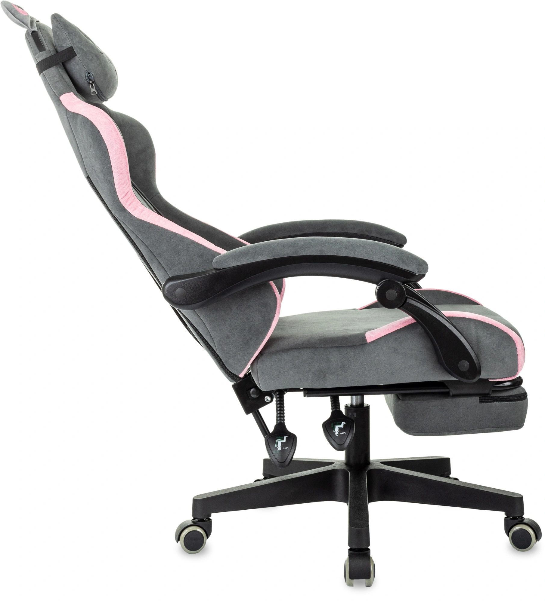 Кресло игровое Knight Kitty/F, обивка: ткань, цвет: серый/розовый (KNIGHT KITTY/F GREY) от магазина Buro.store