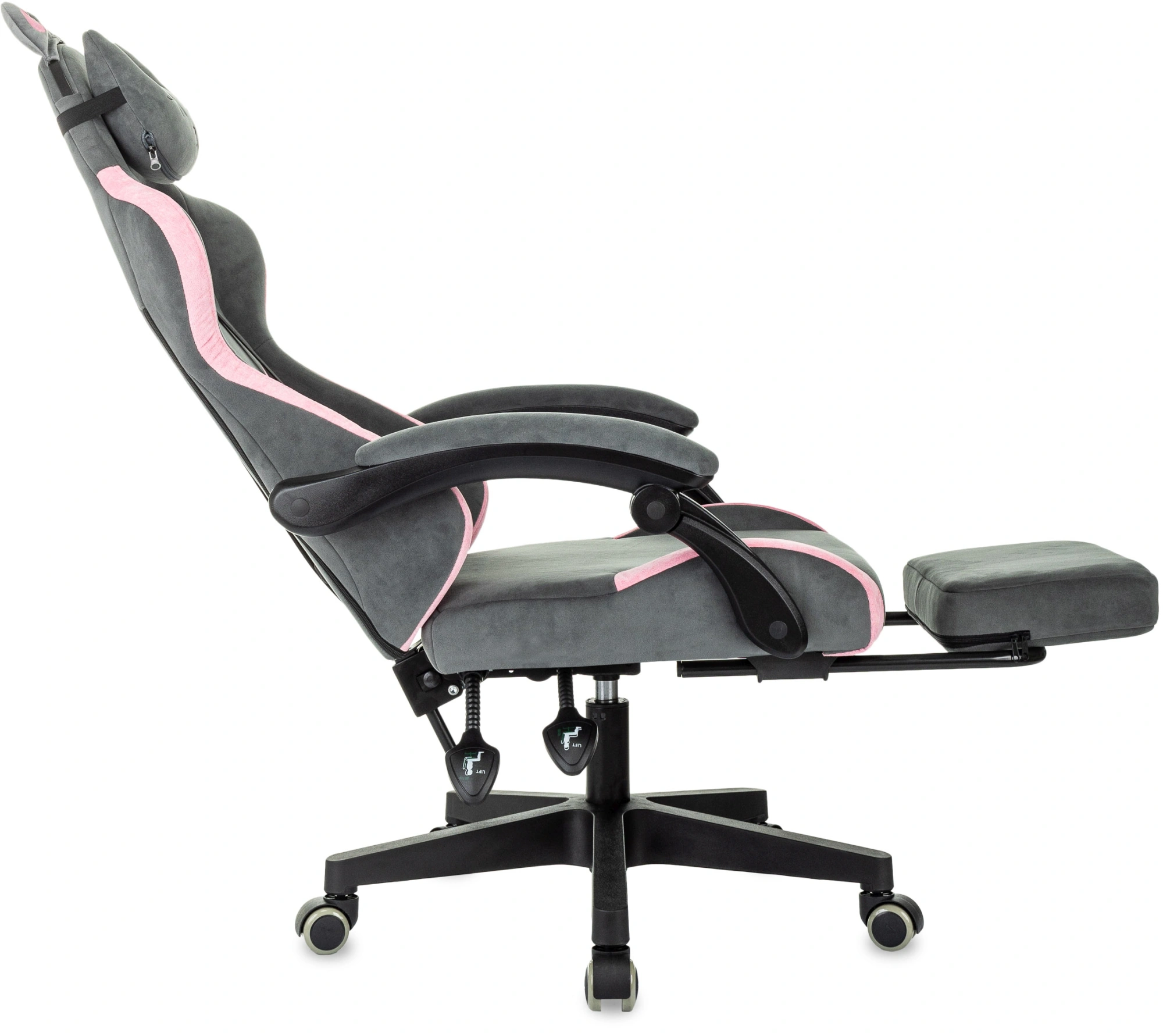 Кресло игровое Knight Kitty/F, обивка: ткань, цвет: серый/розовый (KNIGHT KITTY/F GREY) от магазина Buro.store