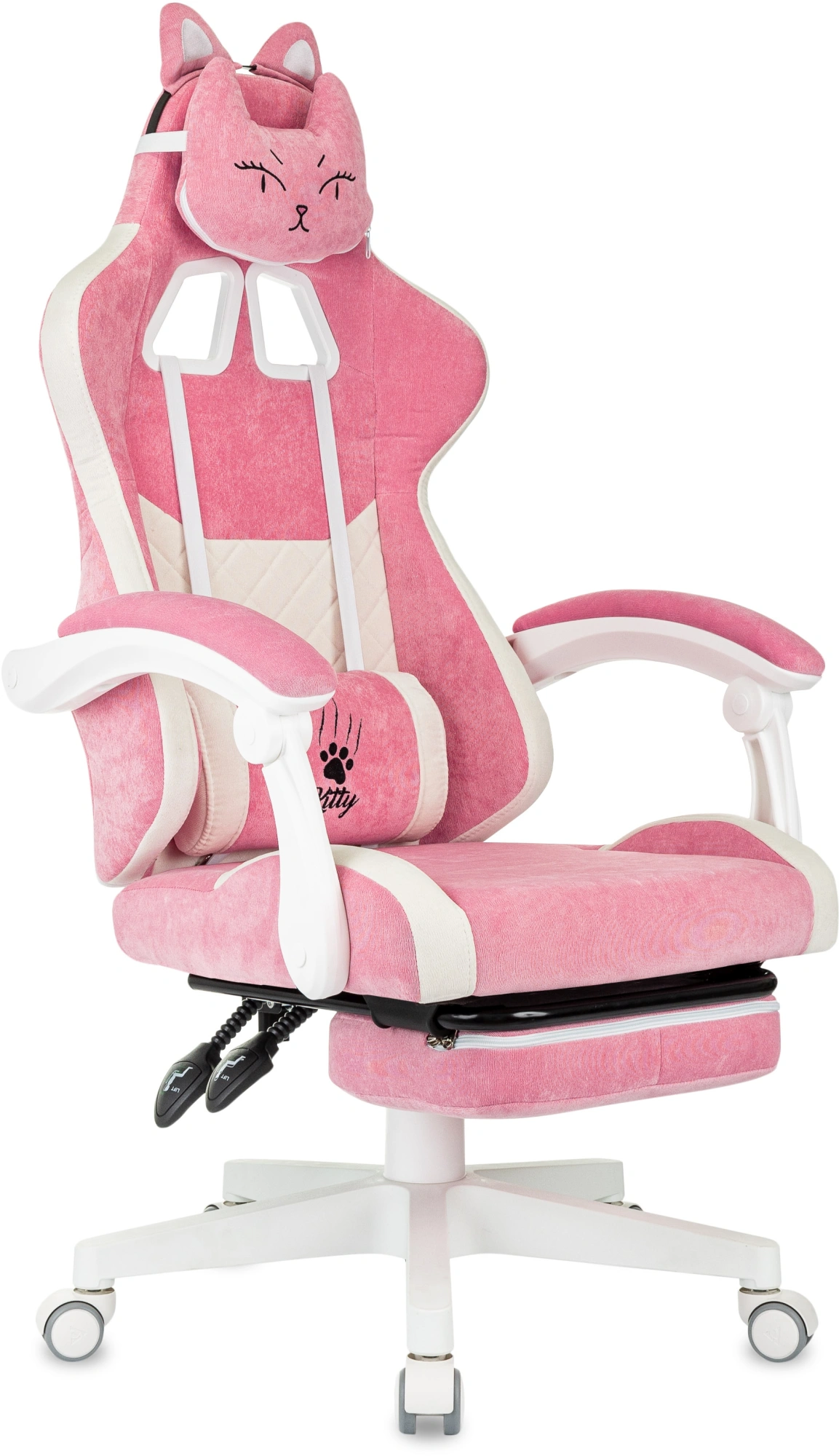 Кресло игровое Knight Kitty/F W, обивка: ткань, цвет: розовый/молочный (KNIGHT KITTY/F W PNK) от магазина Buro.store