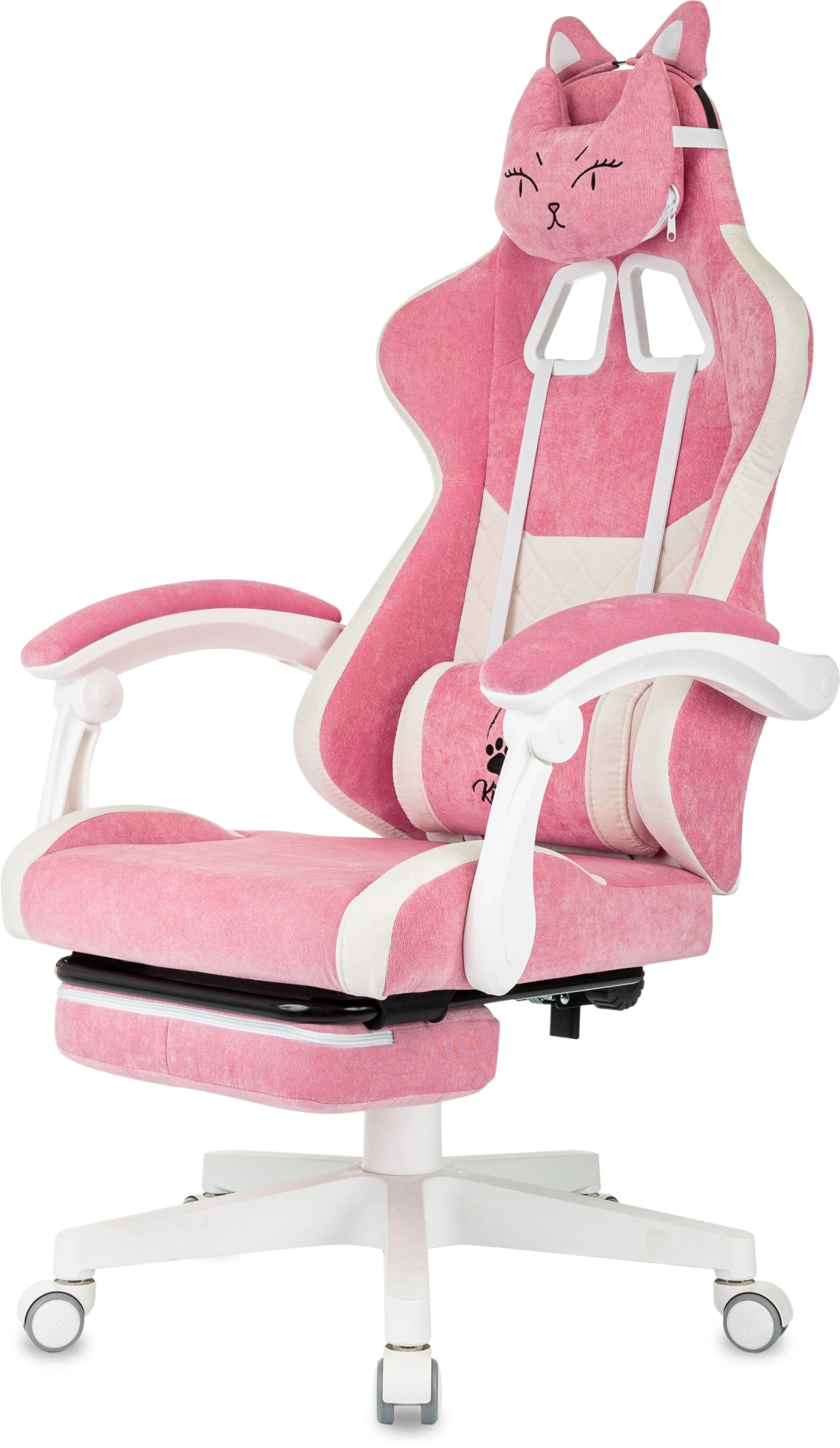 Кресло игровое Knight Kitty/F W, обивка: ткань, цвет: розовый/молочный (KNIGHT KITTY/F W PNK) от магазина Buro.store