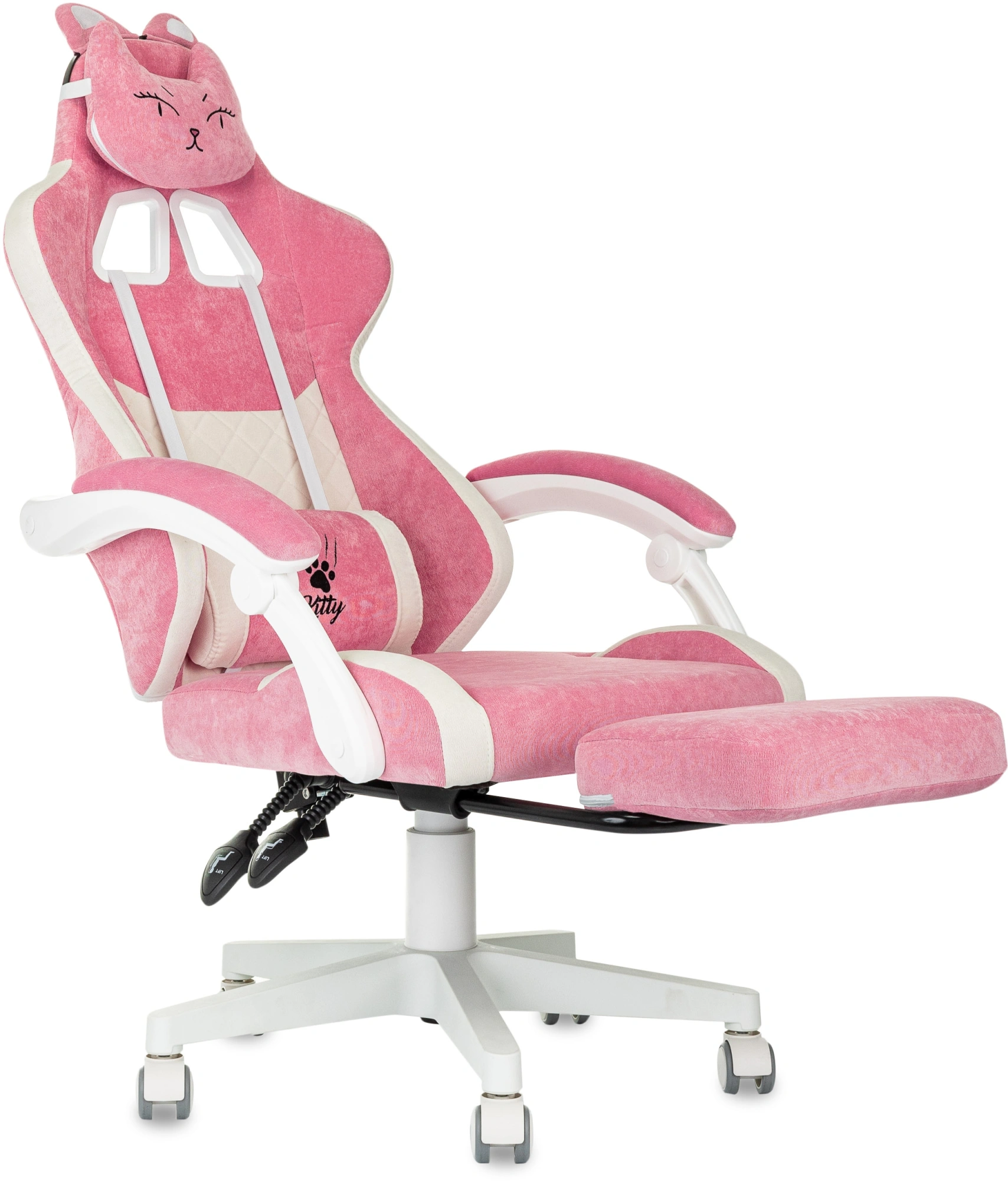 Кресло игровое Knight Kitty/F W, обивка: ткань, цвет: розовый/молочный (KNIGHT KITTY/F W PNK) от магазина Buro.store