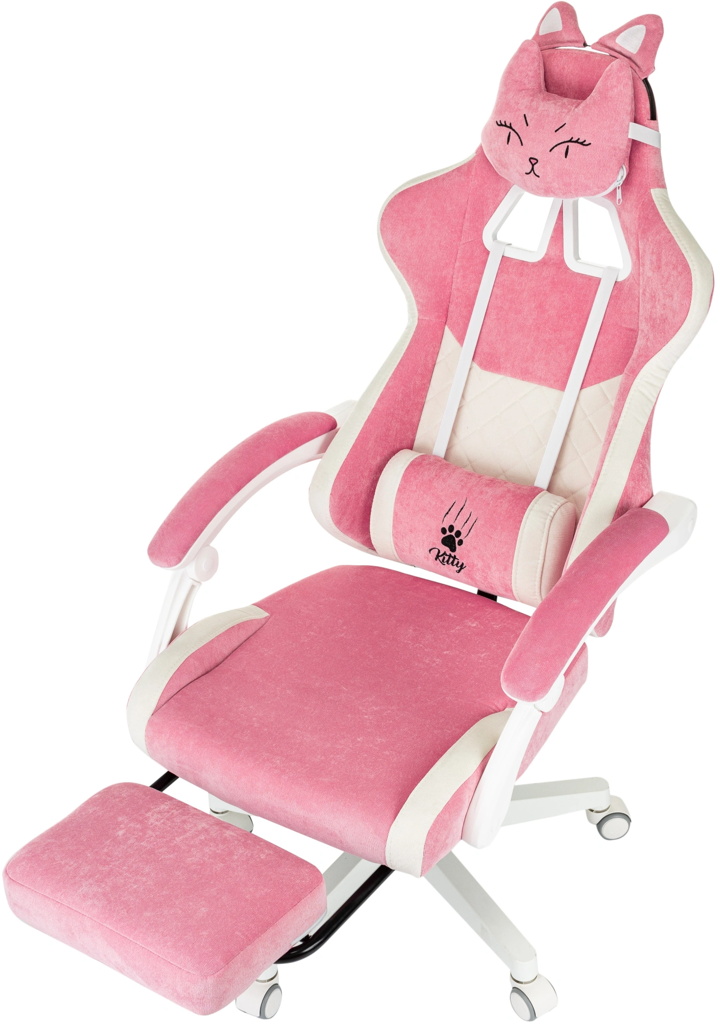 Кресло игровое Knight Kitty/F W, обивка: ткань, цвет: розовый/молочный (KNIGHT KITTY/F W PNK) от магазина Buro.store