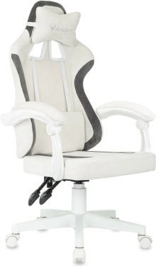 Кресло игровое Knight Wolf WH, обивка: ткань, цвет: молочный/серый (KNIGHT WOLF WH WG)