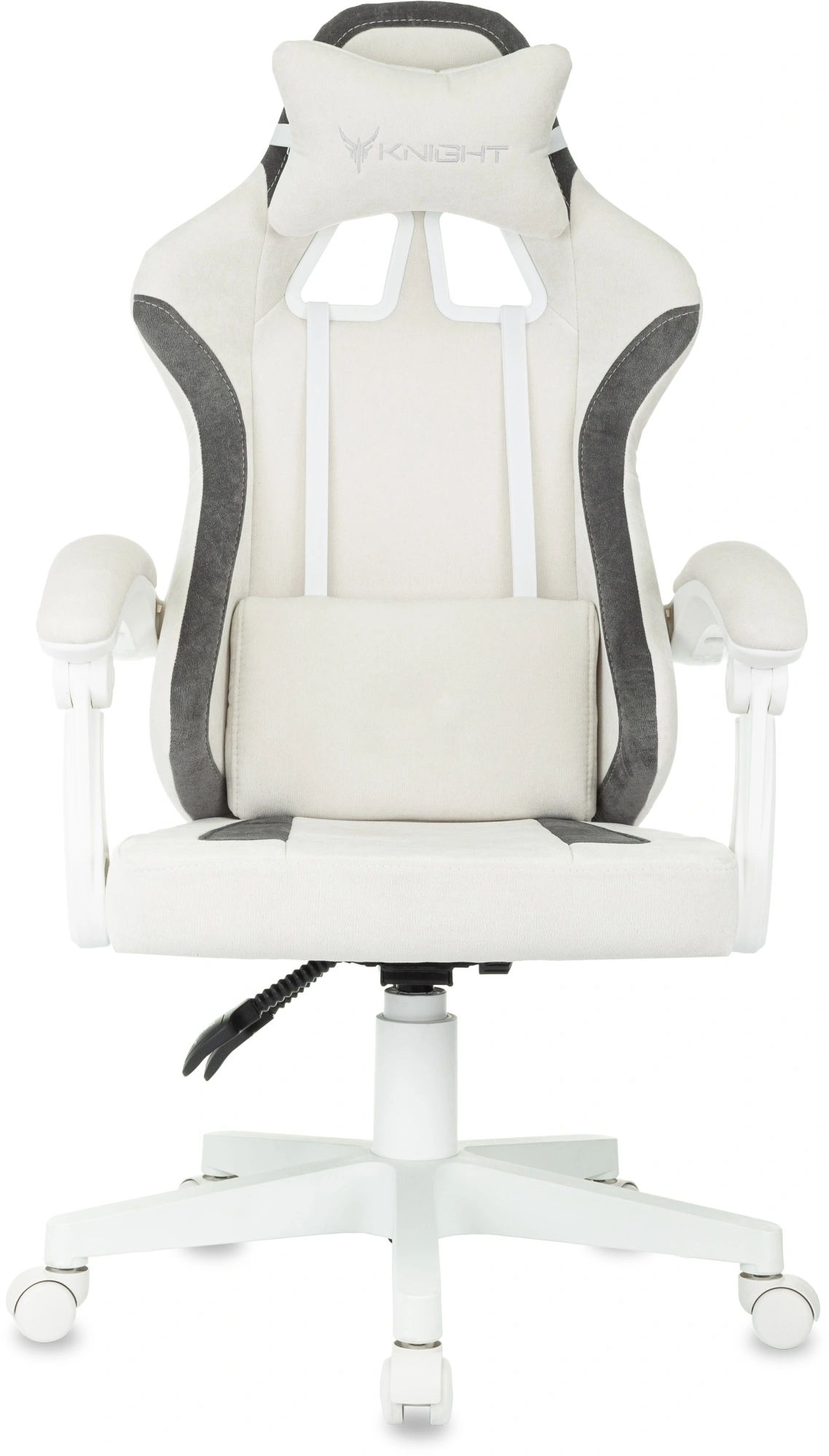 Кресло игровое Knight Wolf WH, обивка: ткань, цвет: молочный/серый (KNIGHT WOLF WH WG) от магазина Buro.store