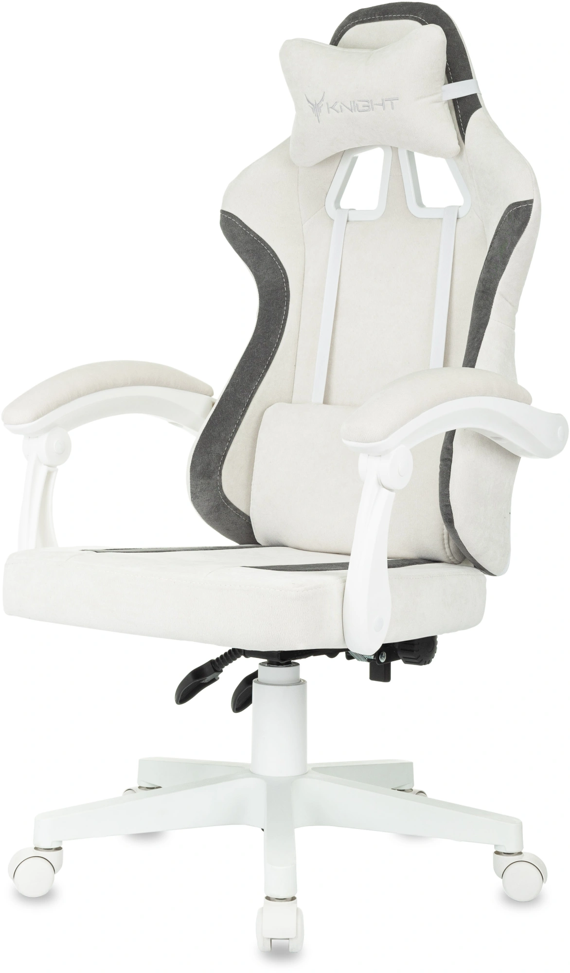 Кресло игровое Knight Wolf WH, обивка: ткань, цвет: молочный/серый (KNIGHT WOLF WH WG) от магазина Buro.store