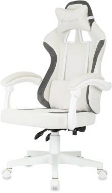 Кресло игровое Knight Wolf WH, обивка: ткань, цвет: молочный/серый (KNIGHT WOLF WH WG)