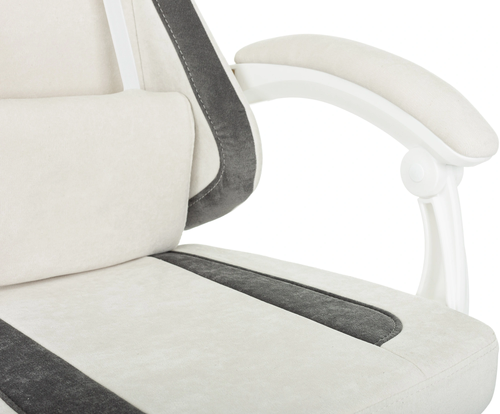 Кресло игровое Knight Wolf WH, обивка: ткань, цвет: молочный/серый (KNIGHT WOLF WH WG) от магазина Buro.store