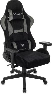 Кресло игровое Knight Flame, обивка: ткань, цвет: черный/серый (KNIGHT FLAME BGR)