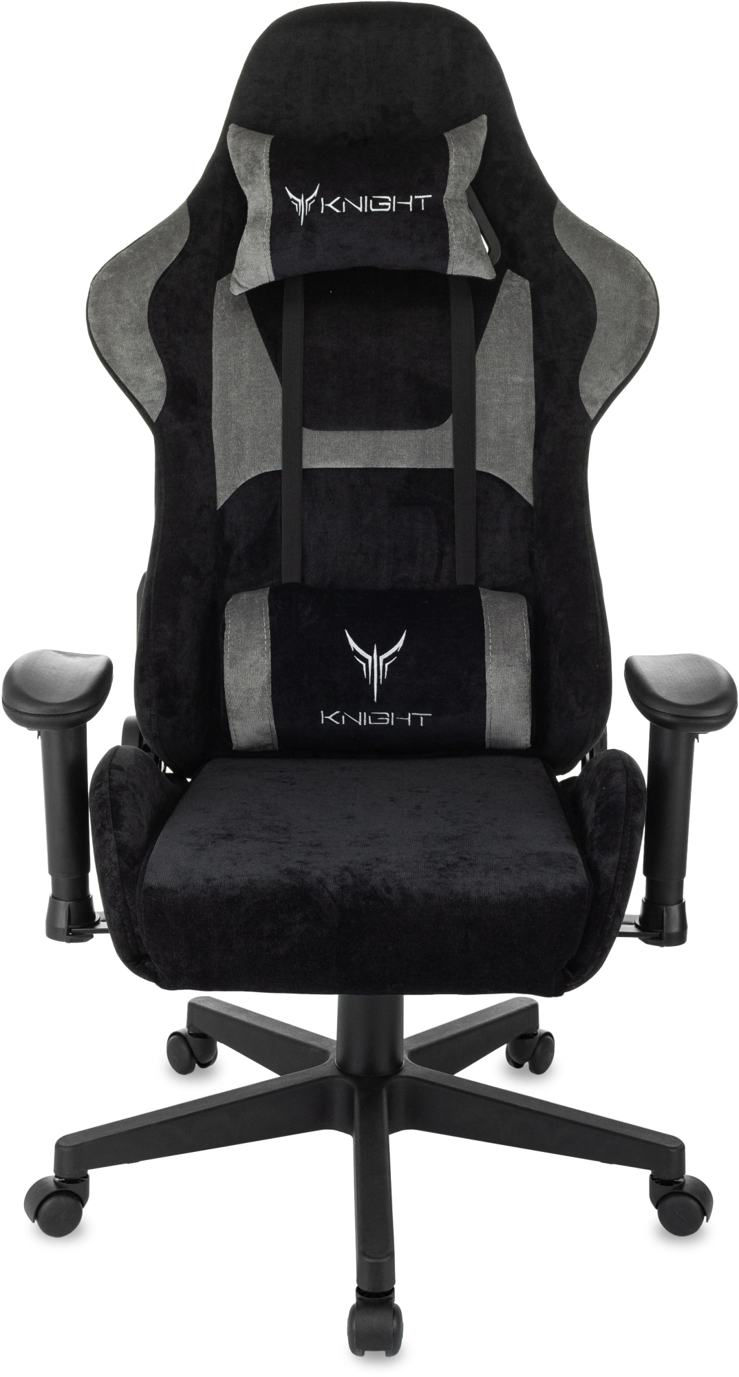 Кресло игровое Knight Flame, обивка: ткань, цвет: черный/серый (KNIGHT FLAME BGR) от магазина Buro.store