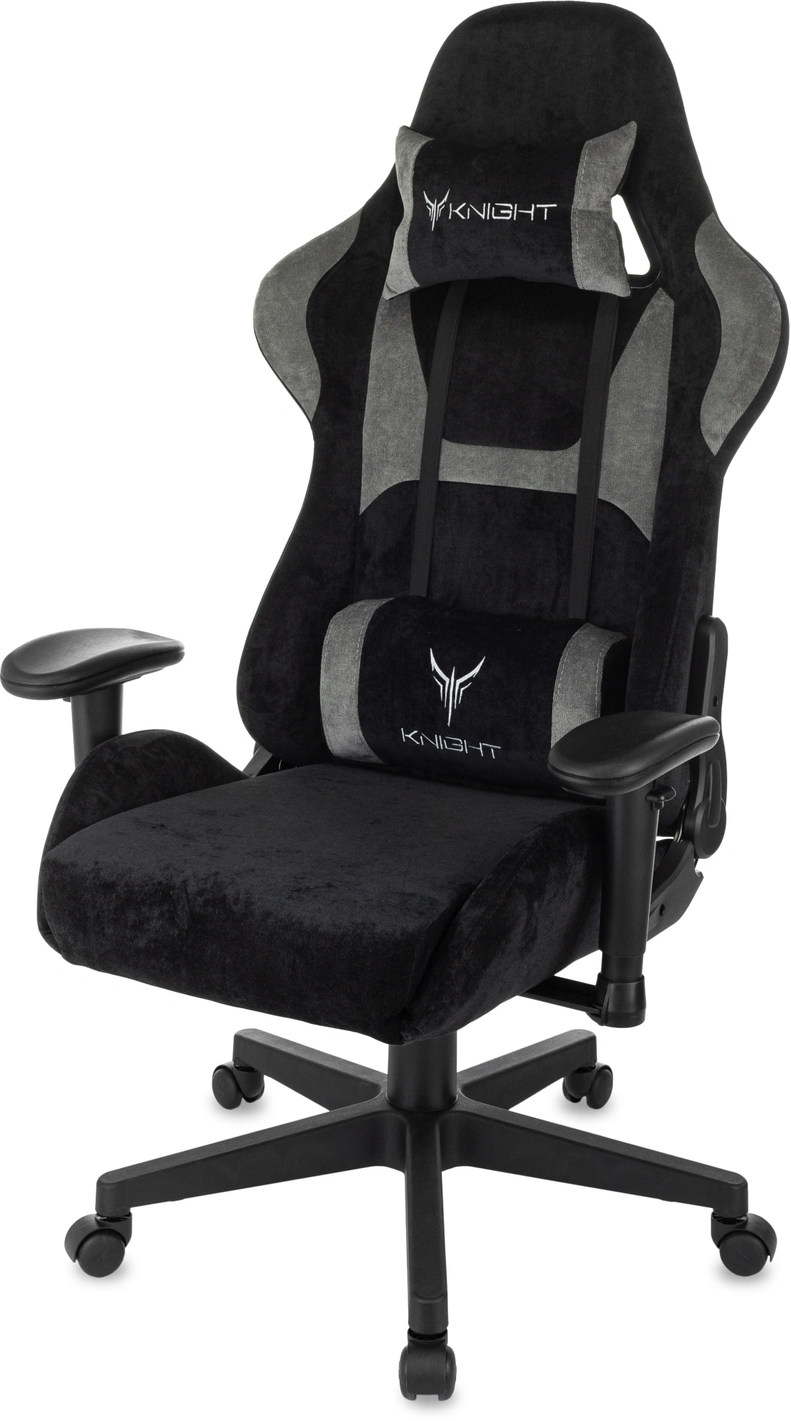 Кресло игровое Knight Flame, обивка: ткань, цвет: черный/серый (KNIGHT FLAME BGR) от магазина Buro.store