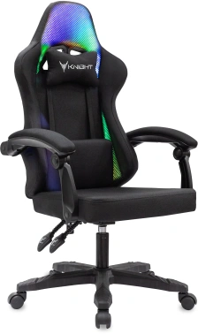 Кресло игровое Knight Wolf RGB, обивка: ткань, цвет: черный (KNIGHT WOLF RGB B)