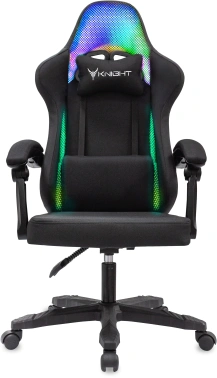 Кресло игровое Knight Wolf RGB, обивка: ткань, цвет: черный (KNIGHT WOLF RGB B)