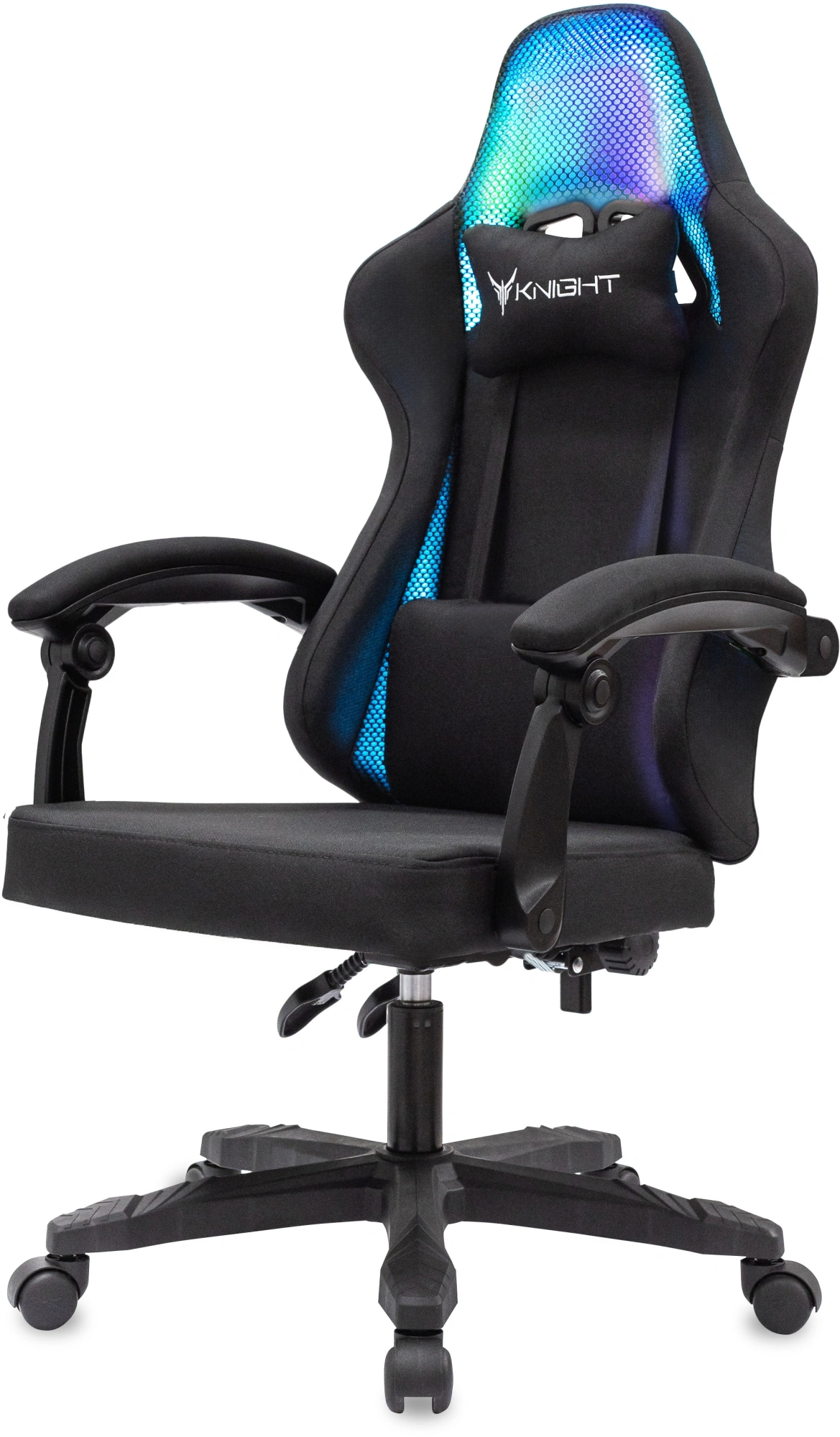 Кресло игровое Knight Wolf RGB, обивка: ткань, цвет: черный (KNIGHT WOLF RGB B) от магазина Buro.store