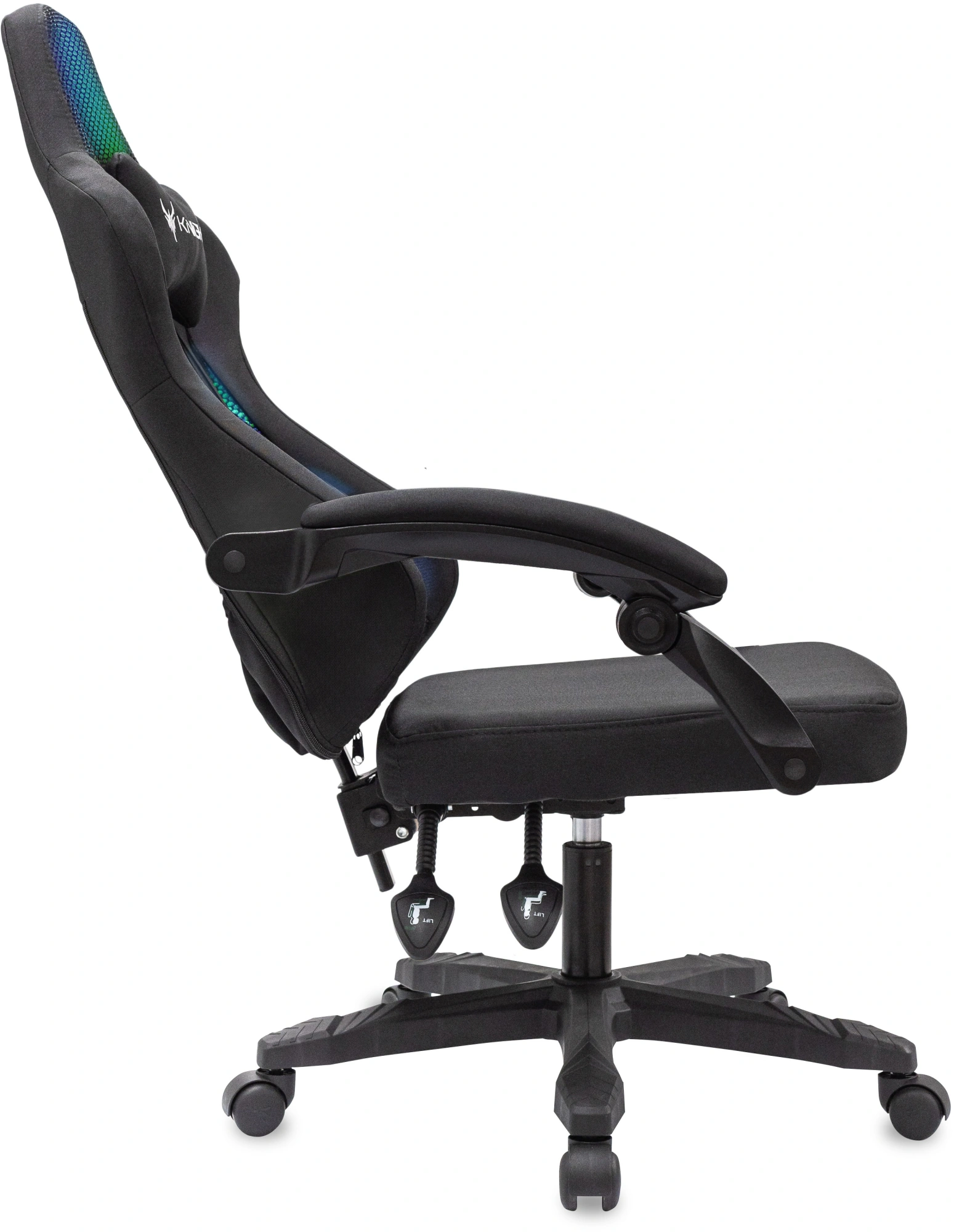 Кресло игровое Knight Wolf RGB, обивка: ткань, цвет: черный (KNIGHT WOLF RGB B) от магазина Buro.store