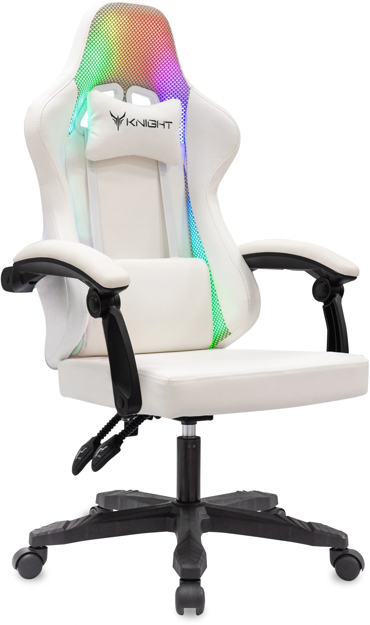 Кресло игровое Knight Wolf RGB, обивка: экокожа/сетка, цвет: белый (KNIGHT WOLF RGB WH) от магазина Buro.store