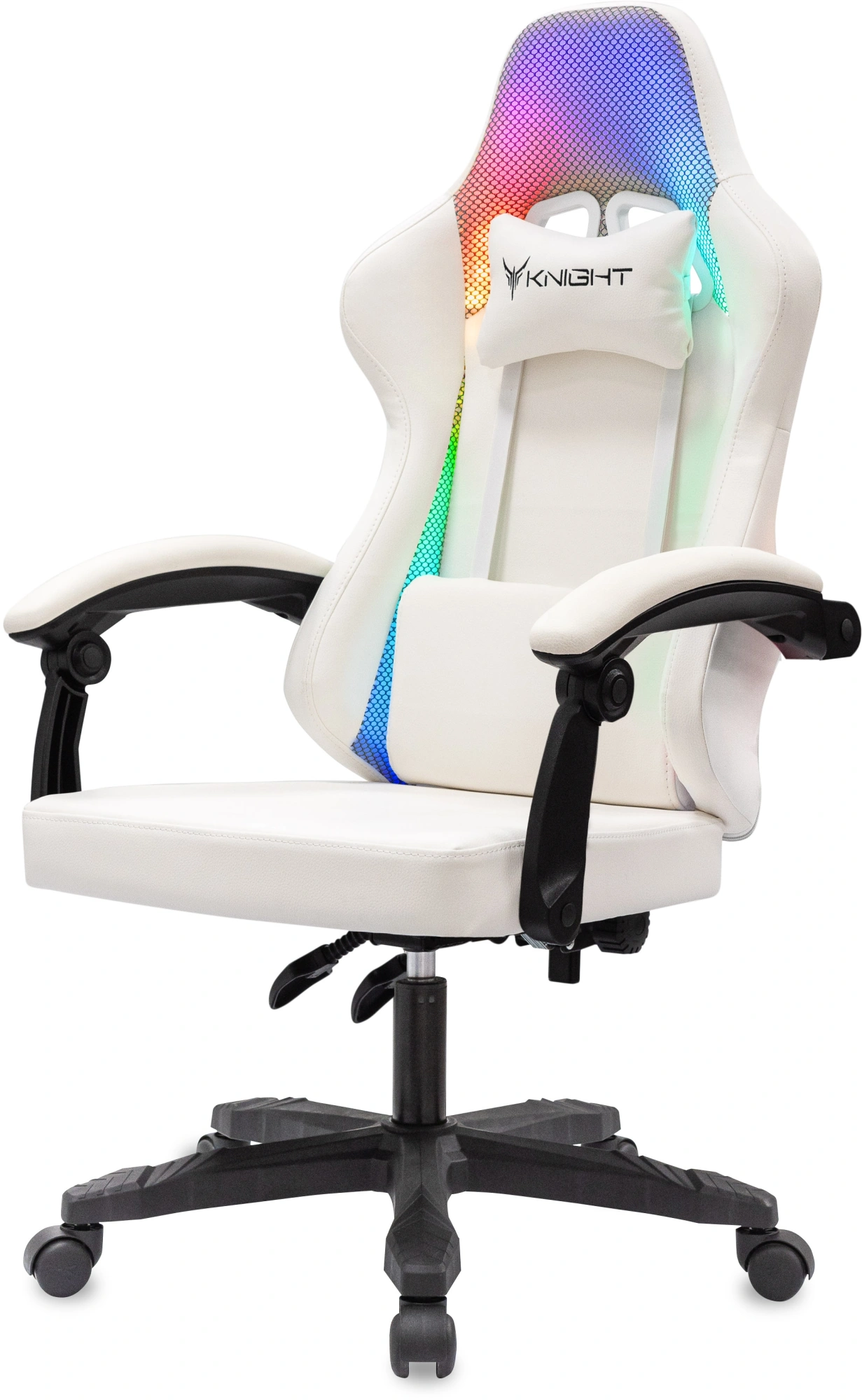 Кресло игровое Knight Wolf RGB, обивка: экокожа/сетка, цвет: белый (KNIGHT WOLF RGB WH) от магазина Buro.store