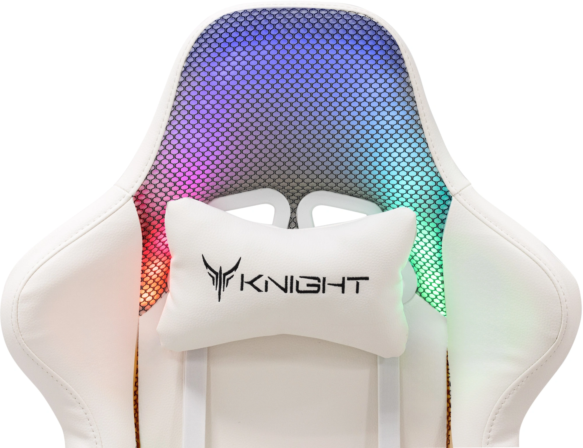 Кресло игровое Knight Wolf RGB, обивка: экокожа/сетка, цвет: белый (KNIGHT WOLF RGB WH) от магазина Buro.store